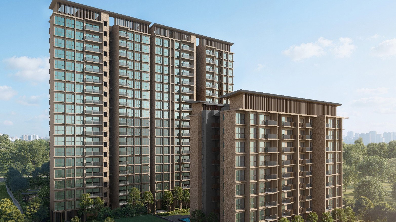 Artist's impression of Dunearn House, showing the development's residential towers amid greenery in Bukit Timah.